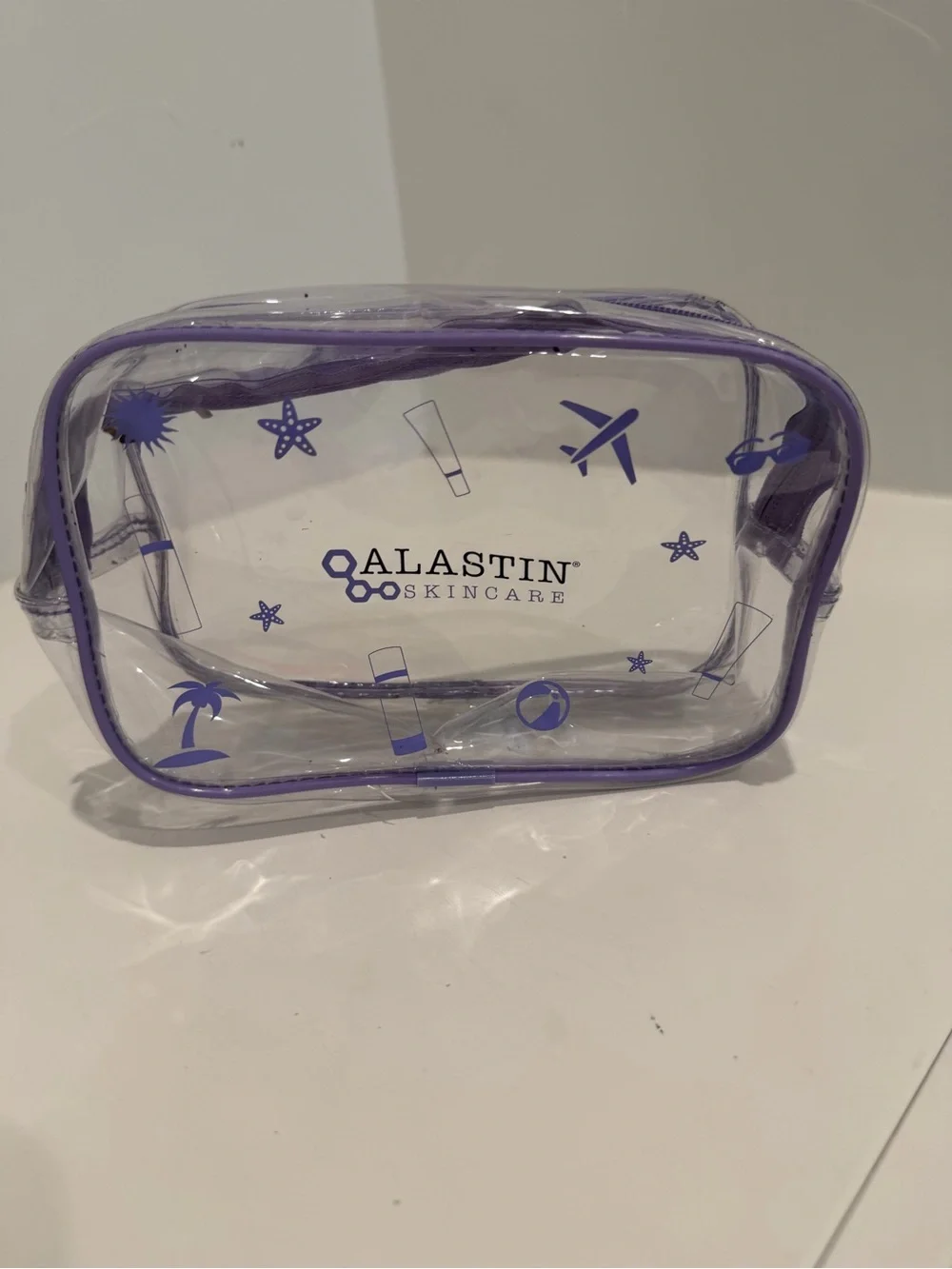 Alastin Skincare Clear Travel Cosmetic Bag - Purple Trim